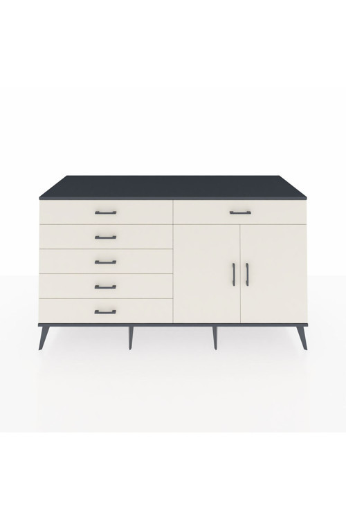Kronos Konsol 1 Raflı 6 Çekmeceli 2 Kapaklı 176 x 59 x 99 cm Antrasit - Aytaşı