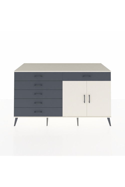 Kronos Konsol 1 Raflı 6 Çekmeceli 2 Kapaklı 176 x 59 x 99 cm Aytaşı - Aytaşı - Antrasit