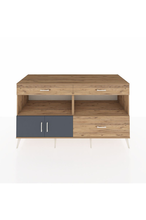Kronos Konsol 2 Raflı 3 Çekmeceli 2 Kapaklı 176 x 59 x 99 cm Çam - Antrasit - Çam
