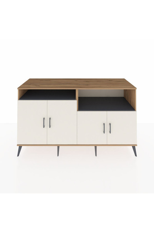 Kronos Konsol 4 Raflı 4 Kapaklı 176x59x99 Çam-Aytaşı/Antrasit