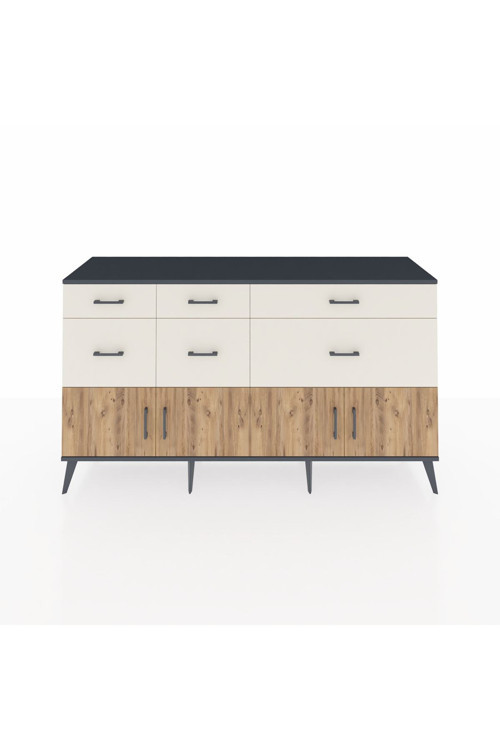 Kronos Konsol 1 Raflı 6 Çekmeceli 4 Kapaklı 176 x 59 x 99 cm Antrasit - Çam - Aytaşı