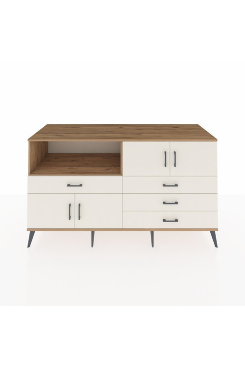 Kronos Konsol 2 Raflı 4 Çekmeceli 4 Kapaklı 176x59x99 Çam-Aytaşı