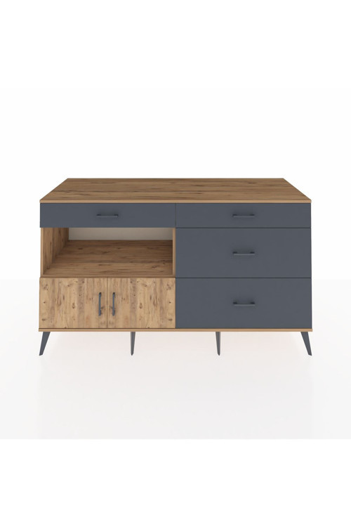Kronos Konsol 1 Raflı 4 Çekmeceli 2 Kapaklı 176 x 59 x 99 cm Çam - Çam - Antrasit