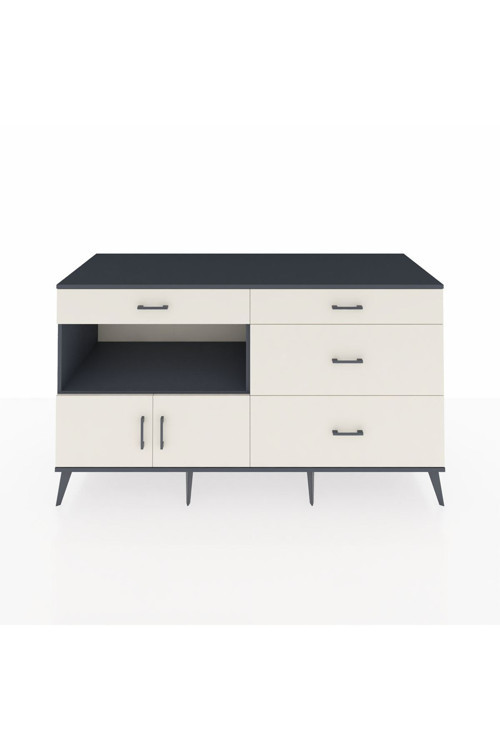 Kronos Konsol 1 Raflı 4 Çekmeceli 2 Kapaklı 176 x 59 x 99 cm Antrasit - Aytaşı