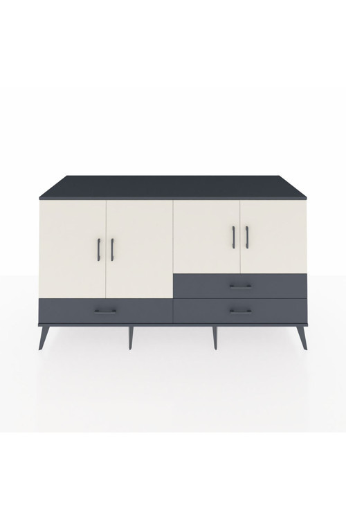 Kronos Konsol 5 Raflı 3 Çekmeceli 4 Kapaklı 176 x 59 x 99 cm Antrasit - Aytaşı - Antrasit