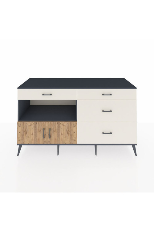Kronos Konsol 1 Raflı 4 Çekmeceli 2 Kapaklı 176 x 59 x 99 cm Antrasit - Çam - Aytaşı