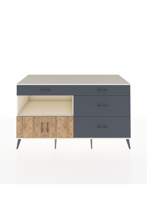 Kronos Konsol 1 Raflı 4 Çekmeceli 2 Kapaklı 176 x 59 x 99 cm Aytaşı - Çam - Antrasit