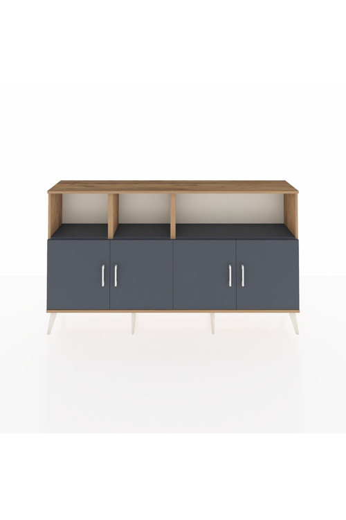 Arges Konsol 6 Raflı 4 Kapaklı 176x30x99 Çam-Antrasit