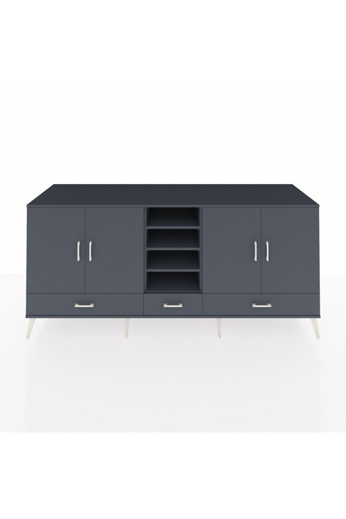 Kronos Konsol 8 Raflı 3 Çekmeceli 4 Kapaklı 220 x 59 x 99 cm Antrasit - Antrasit - Antrasit