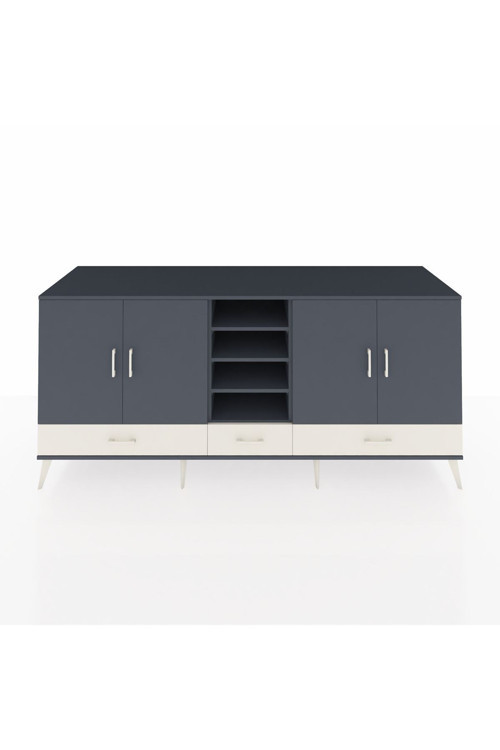Kronos Konsol 8 Raflı 3 Çekmeceli 4 Kapaklı 220 x 59 x 99 cm Antrasit - Antrasit - Aytaşı