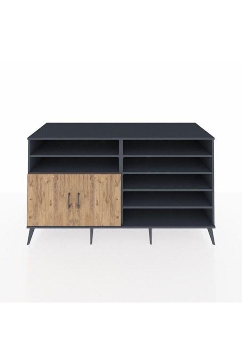 Kronos Konsol 7 Raflı 2 Kapaklı 176 x 59 x 99 cm Antrasit - Çam - Antrasit