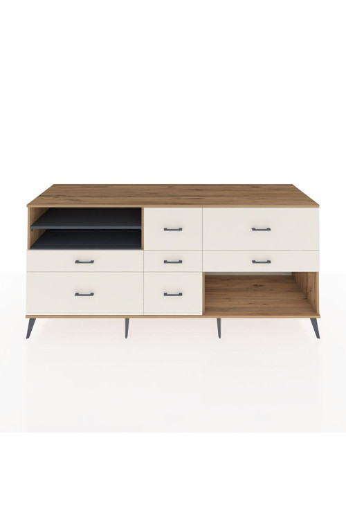 Kronos Konsol 2 Raflı 7 Çekmeceli 220 x 59 x 99 cm Çam - Antrasit - Aytaşı