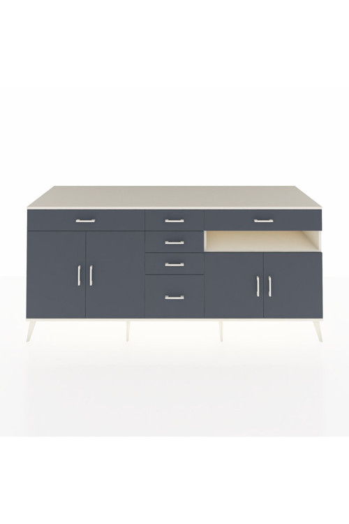 Kronos Konsol 3 Raflı 6 Çekmeceli 4 Kapaklı 220 x 59 x 99 cm Aytaşı - Antrasit - Antrasit