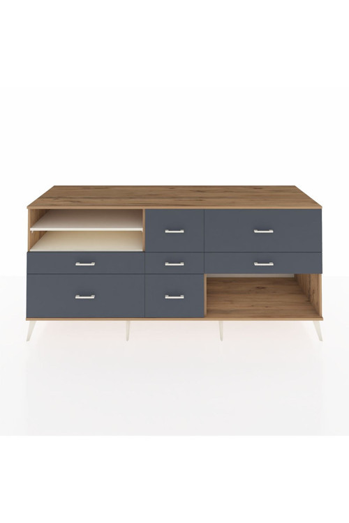 Kronos Konsol 2 Raflı 7 Çekmeceli 220 x 59 x 99 cm Çam - Aytaşı - Antrasit