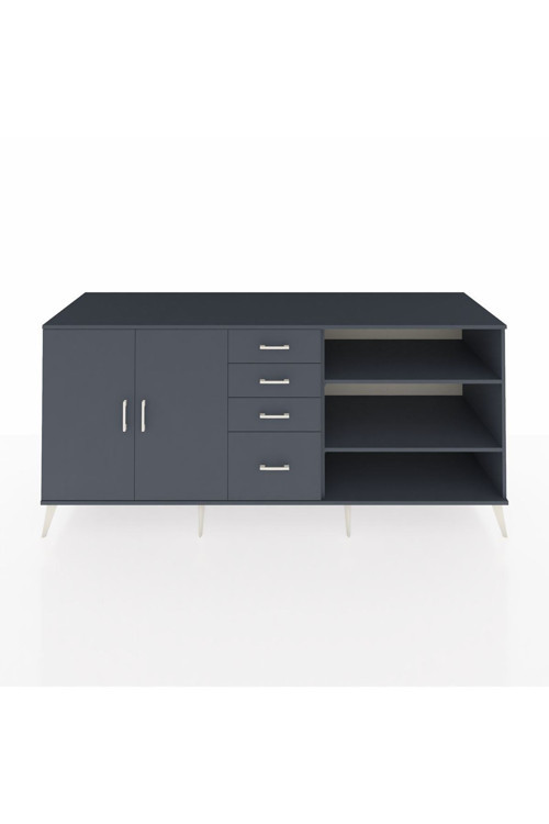 Kronos Konsol 3 Raflı 4 Çekmeceli 2 Kapaklı 220 x 59 x 99 cm Antrasit - Antrasit - Antrasit