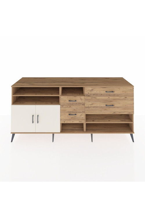 Kronos Konsol 5 Raflı 4 Çekmeceli 2 Kapaklı 220 x 59 x 99 cm Çam - Aytaşı - Çam