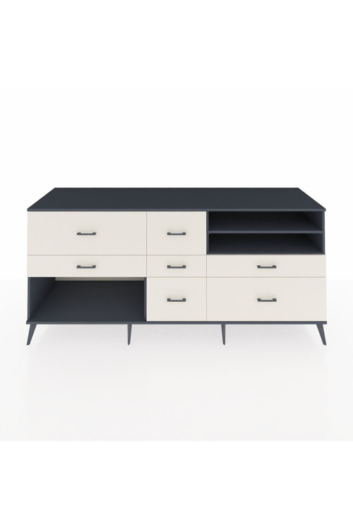 Kronos Konsol 2 Raflı 7 Çekmeceli 220 x 59 x 99 cm Antrasit - Antrasit - Aytaşı
