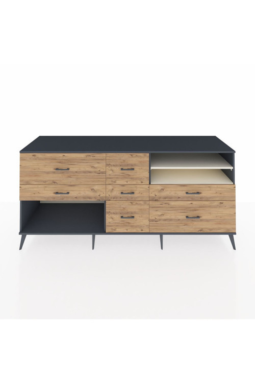 Kronos Konsol 2 Raflı 7 Çekmeceli 220 x 59 x 99 cm Antrasit - Aytaşı - Çam