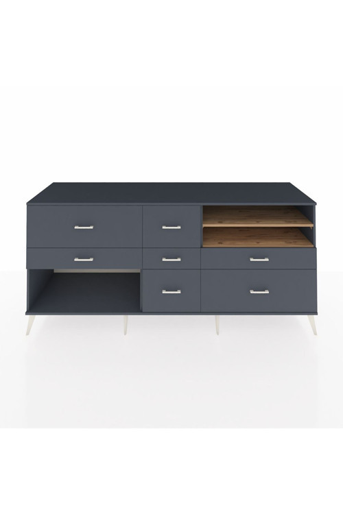 Kronos Konsol 2 Raflı 7 Çekmeceli 220 x 59 x 99 cm Antrasit - Çam - Antrasit