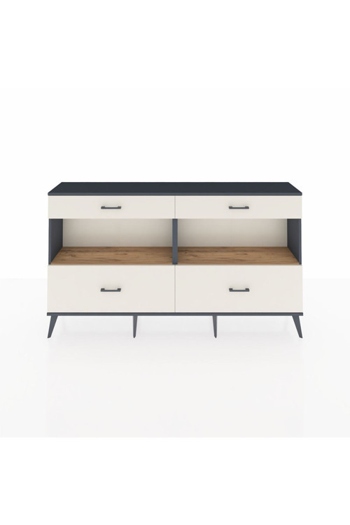 Arges Konsol 2 Raflı 4 Çekmeceli 176x30x99 Antrasit-Çam/Aytaşı