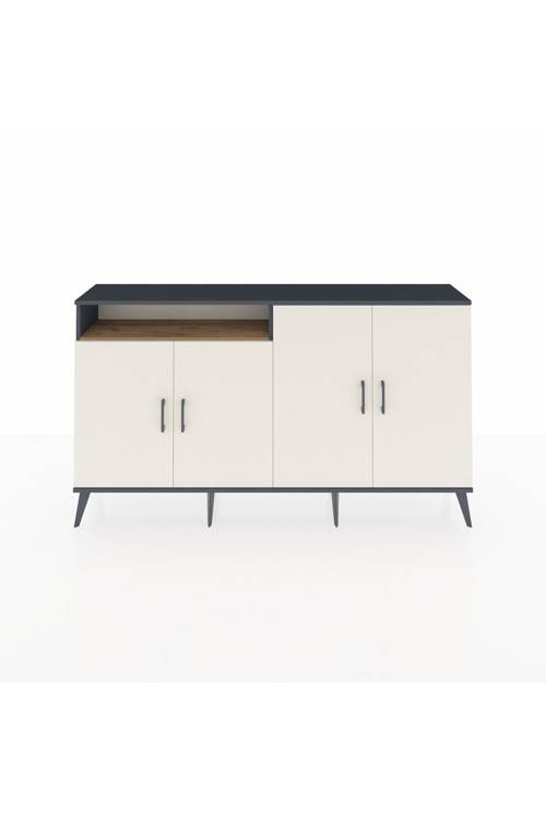 Arges Konsol 4 Raflı 4 Kapaklı 176x30x99 Antrasit-Aytaşı/Çam