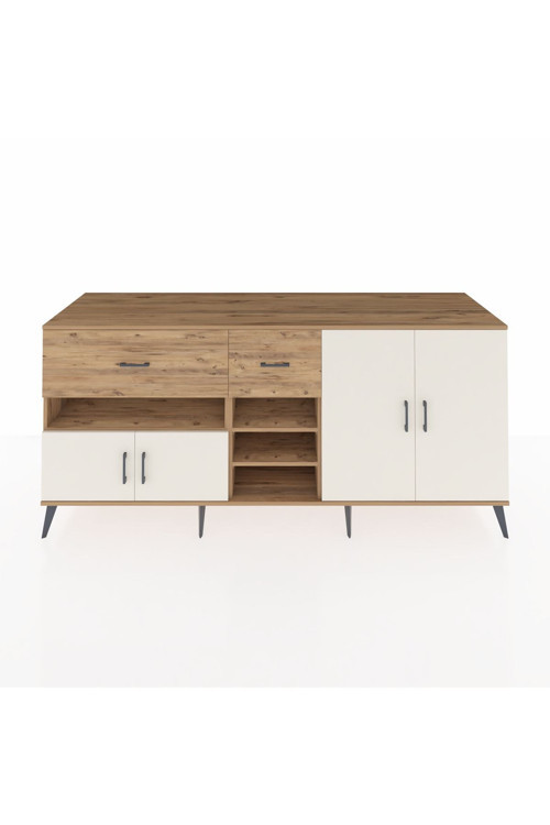 Kronos Konsol 5 Raflı 2 Çekmeceli 4 Kapaklı 220 x 59 x 99 cm Çam - Aytaşı - Çam