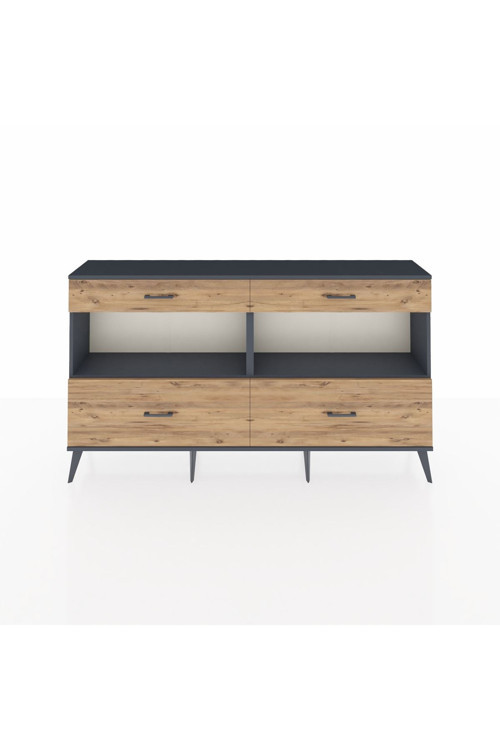 Arges Konsol 2 Raflı 4 Çekmeceli 176x30x99 Antrasit-Antrasit/Çam