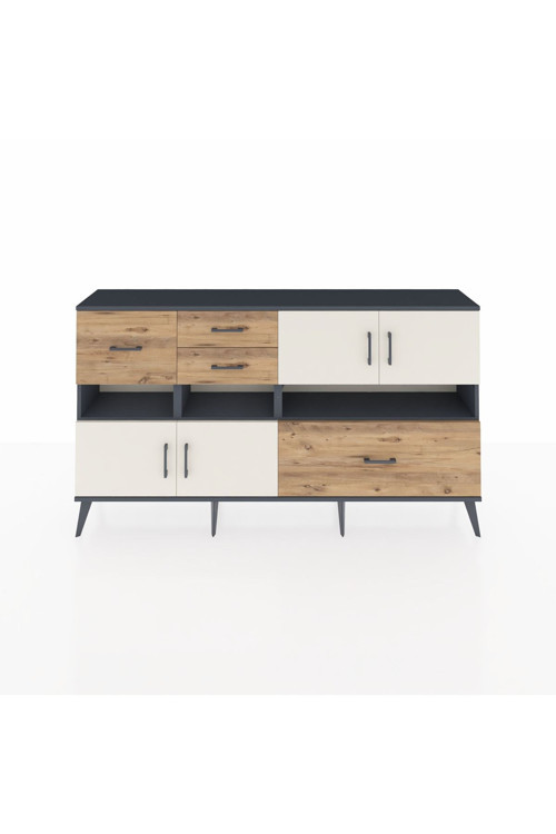 Arges Konsol 5 Raflı 4 Çekmeceli 4 Kapaklı 176 x 30 x 99 cm Antrasit - Aytaşı - Çam