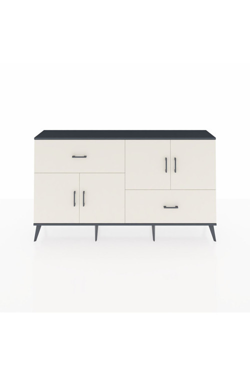 Arges Konsol 3 Raflı 2 Çekmeceli 4 Kapaklı 176x30x99 Antrasit-Aytaşı