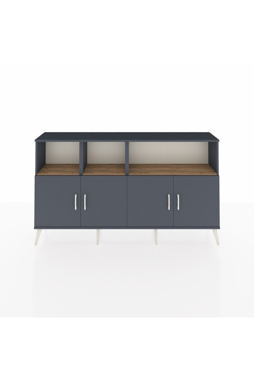 Arges Konsol 6 Raflı 4 Kapaklı 176x30x99 Antrasit-Antrasit/Çam