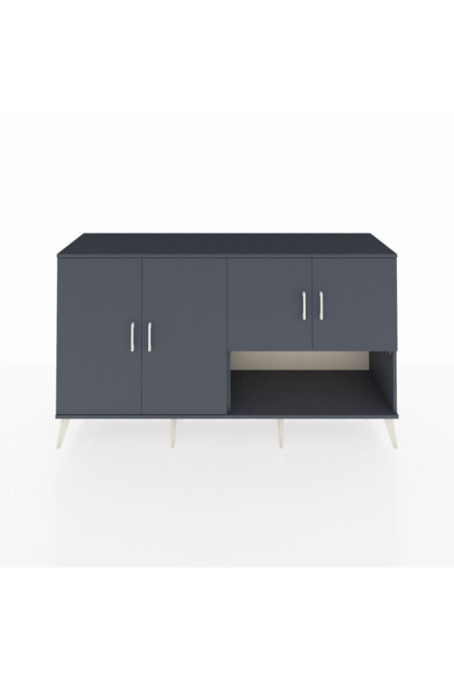 Hyperion Konsol 6 Raflı 4 Kapaklı 176 x 44 x 99 cm Antrasit - Antrasit - Çam