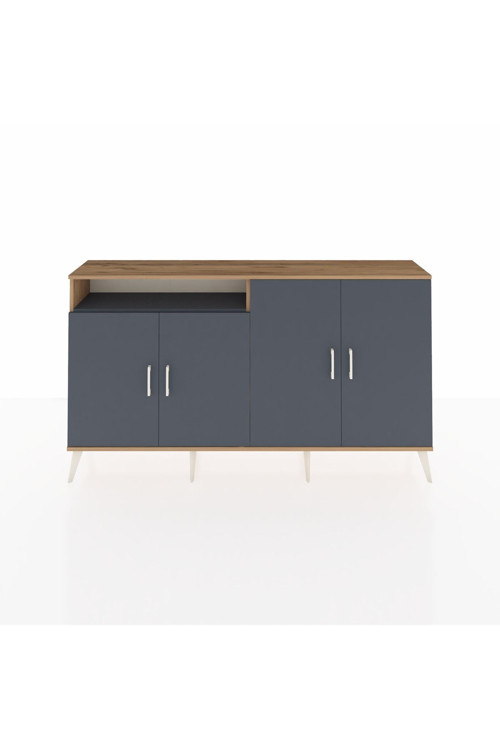 Arges Konsol 4 Raflı 4 Kapaklı 176 x 30 x 99 cm Çam - Antrasit