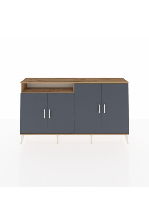 Arges Konsol 4 Raflı 4 Kapaklı 176x30x99 Çam-Antrasit/Çam