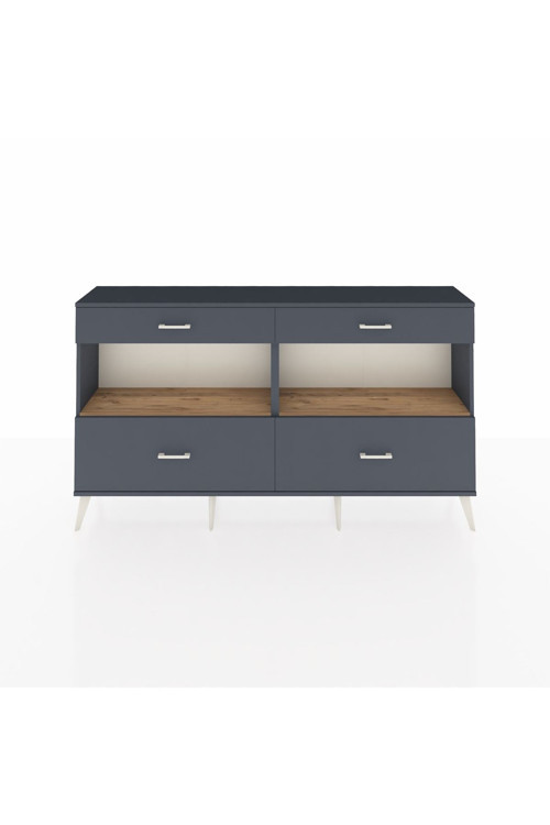 Arges Konsol 2 Raflı 4 Çekmeceli 176x30x99 Antrasit-Çam/Antrasit
