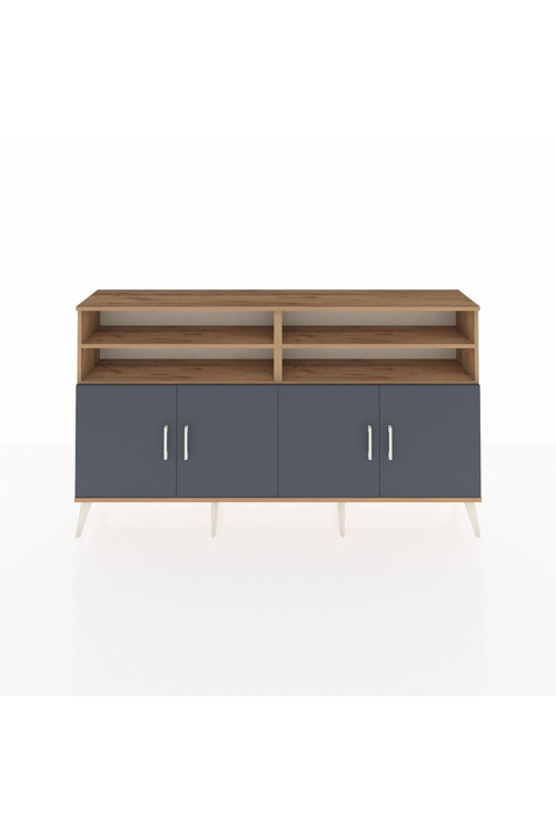 Arges Konsol 6 Raflı 4 Kapaklı 176x30x99 Çam-Antrasit/Aytaşı