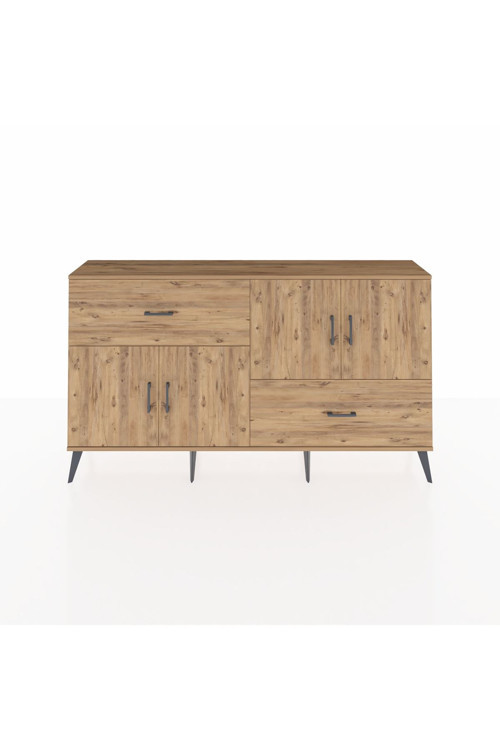 Arges Konsol 3 Raflı 2 Çekmeceli 4 Kapaklı 176x30x99 Çam-Çam