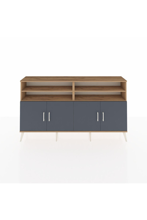 Arges Konsol 6 Raflı 4 Kapaklı 176x30x99 Çam-Antrasit/Çam
