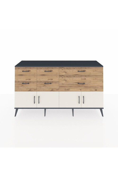 Hyperion Konsol 1 Raflı 6 Çekmeceli 4 Kapaklı 176 x 44 x 99 cm Antrasit - Aytaşı - Çam