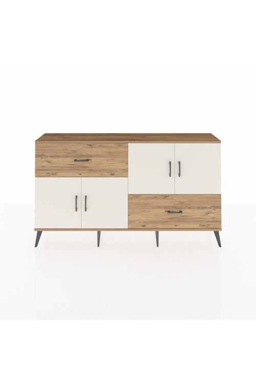 Arges Konsol 3 Raflı 2 Çekmeceli 4 Kapaklı 176x30x99 Çam-Aytaşı/Çam