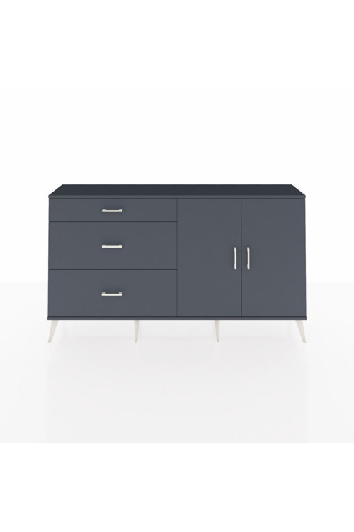 Arges Konsol 2 Raflı 3 Çekmeceli 2 Kapaklı 176x30x99 Antrasit-Antrasit