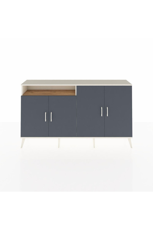Arges Konsol 4 Raflı 4 Kapaklı 176x30x99 Aytaşı-Antrasit/Çam