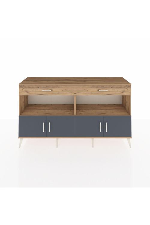 Hyperion Konsol 2 Raflı 2 Çekmeceli 4 Kapaklı 176 x 44 x 99 cm Çam - Antrasit - Çam