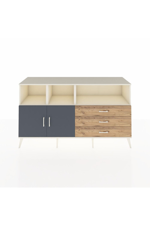 Hyperion Konsol 5 Raflı 3 Çekmeceli 2 Kapaklı 176 x 44 x 99 cm Aytaşı - Antrasit - Çam