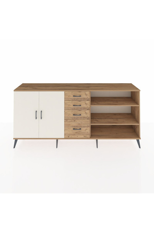 Hyperion Konsol 3 Raflı 4 Çekmeceli 2 Kapaklı 220 x 44 x 99 cm Çam - Aytaşı - Çam