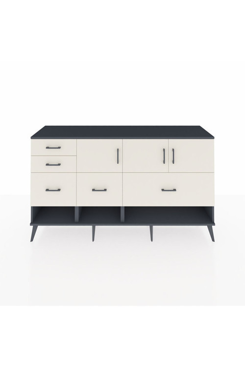 Hyperion Konsol 3 Raflı 5 Çekmeceli 3 Kapaklı 176 x 44 x 99 cm Antrasit - Aytaşı