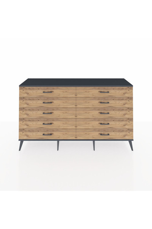 Hyperion Konsol 10 Çekmeceli 176 x 44 x 99 cm Çam - Antrasit - Çam