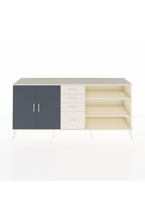 Hyperion Konsol 3 Raflı 4 Çekmeceli 2 Kapaklı 220 x 44 x 99 cm Aytaşı - Antrasit - Aytaşı