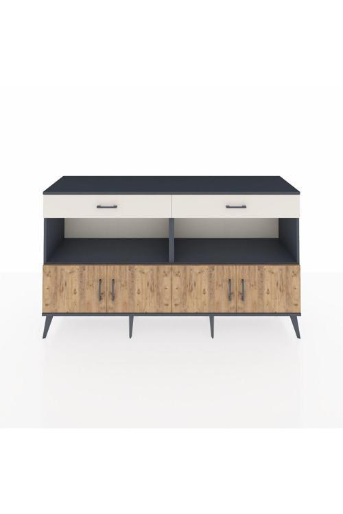 Hyperion Konsol 2 Raflı 2 Çekmeceli 4 Kapaklı 176 x 44 x 99 cm Antrasit - Çam - Aytaşı