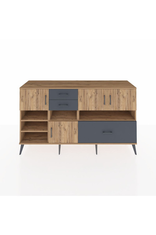 Kronos Konsol 7 Raflı 3 Çekmeceli 4 Kapaklı 176 x 59 x 99 cm Çam - Çam - Antrasit