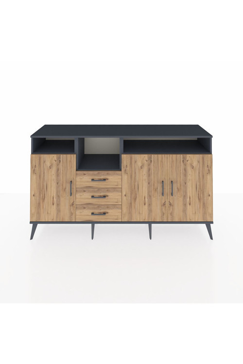 Kronos Konsol 5 Raflı 3 Çekmeceli 3 Kapaklı 176 x 59 x 99 cm Antrasit - Çam